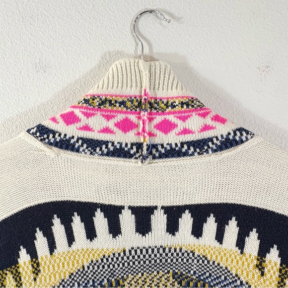 Evil Eye Poncho One Size Cream Pink Multicolor Boho Sweater Knit Wrap Shawl - Picture 13 of 13
